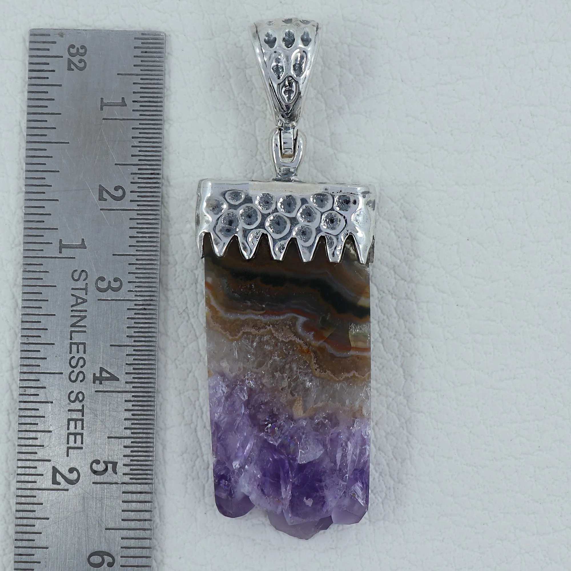 925 Silver Amethyst Slice Pendant