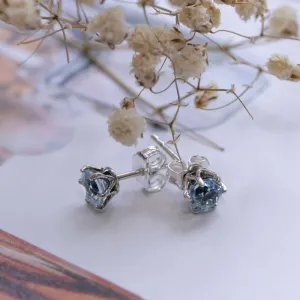925 Silver Blue Topaz Studs - Handmade Nov. Birthstone Gift