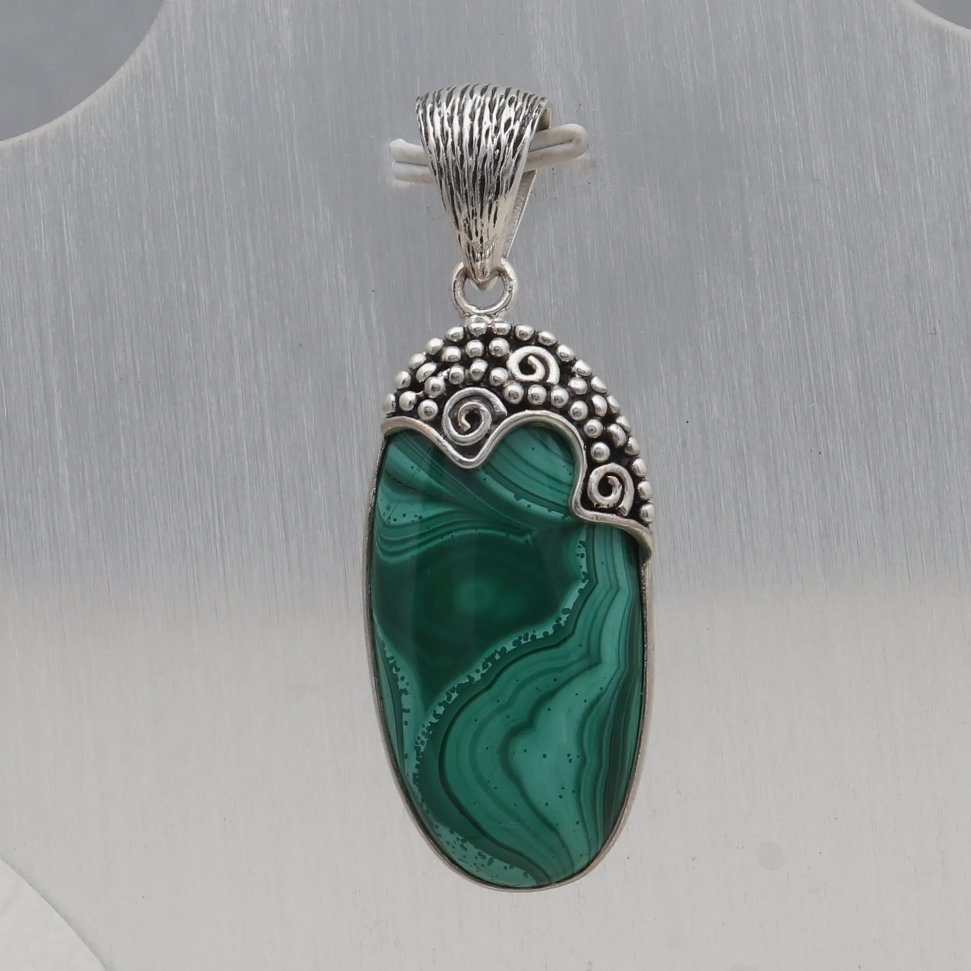925 Silver Natural Malachite Pendant