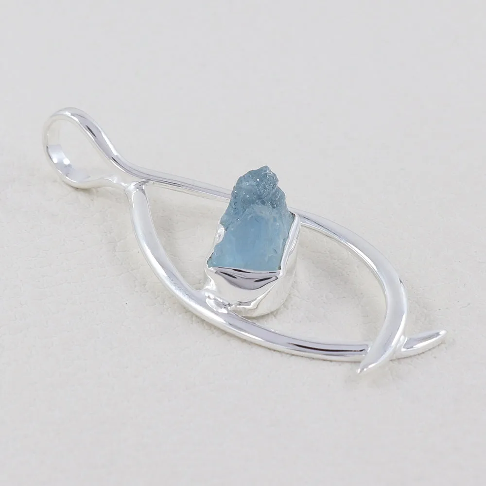 925 Starling Silver Aquamarine Pendant