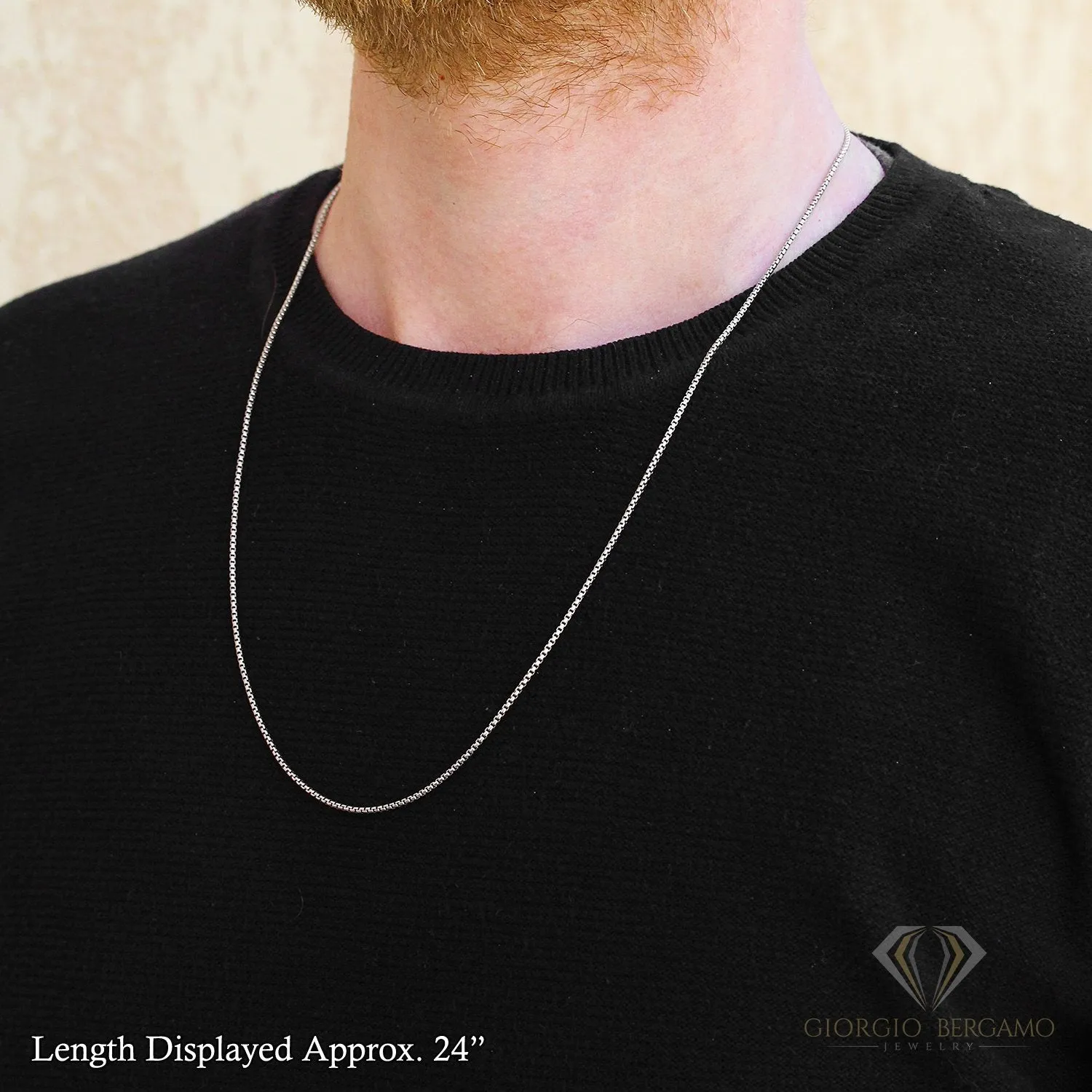 925 Sterling Silver 1.5mm Round Box Rhodium Chain