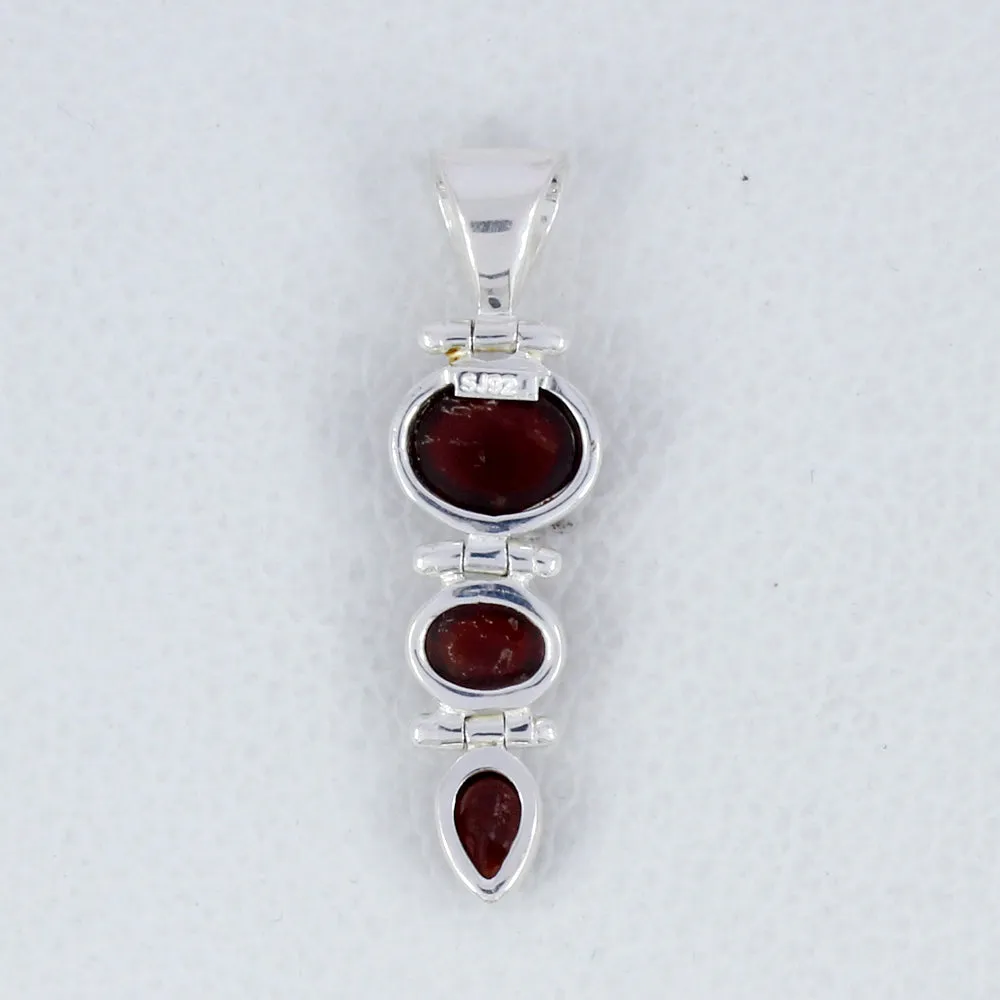 925 Sterling Silver Hessonite Cab Pendant