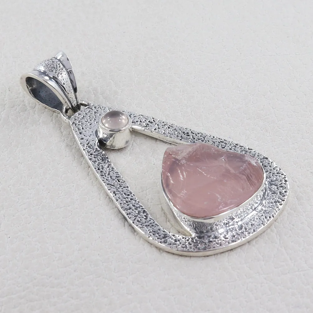 925 Sterling Silver Rose Quartz Pendant