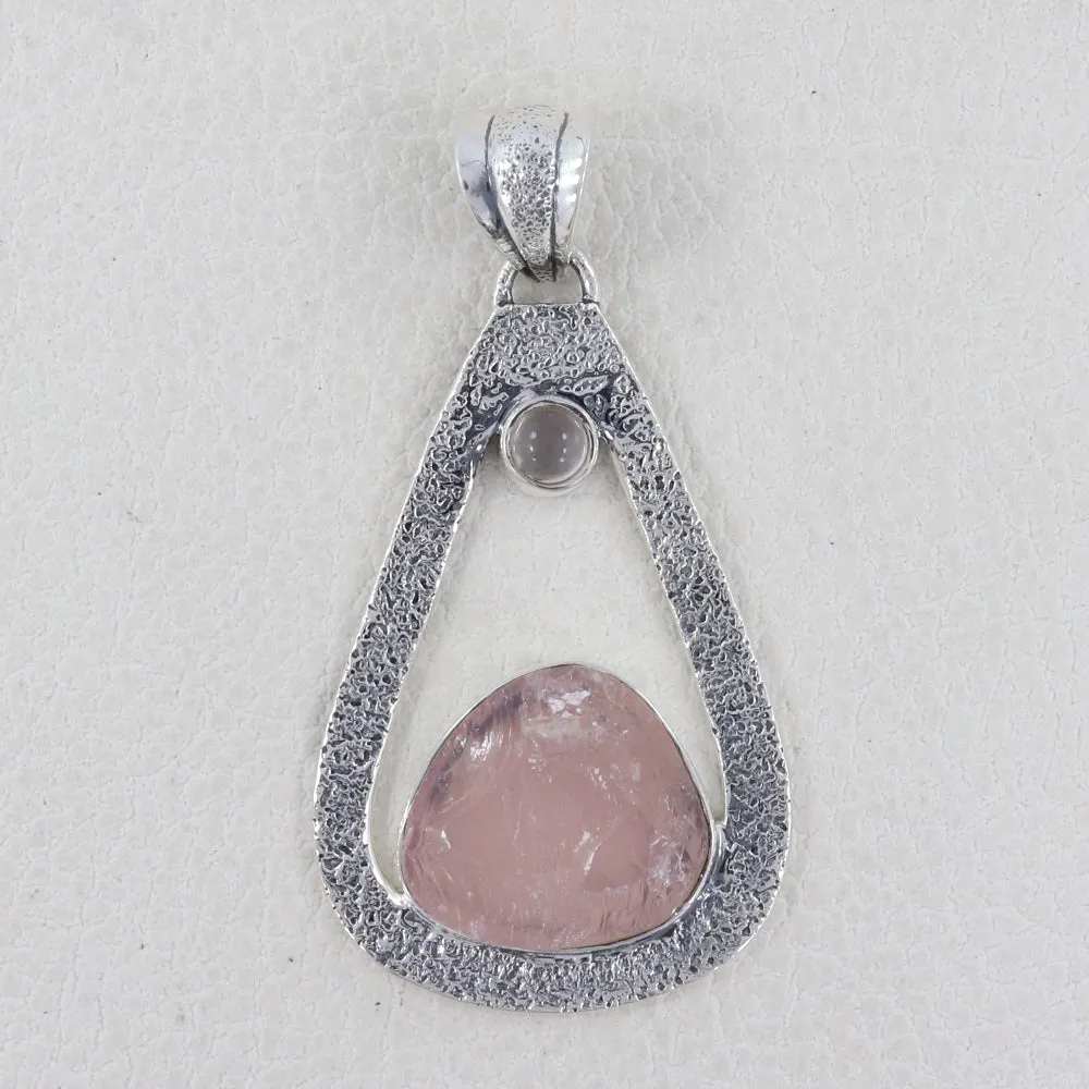925 Sterling Silver Rose Quartz Pendant