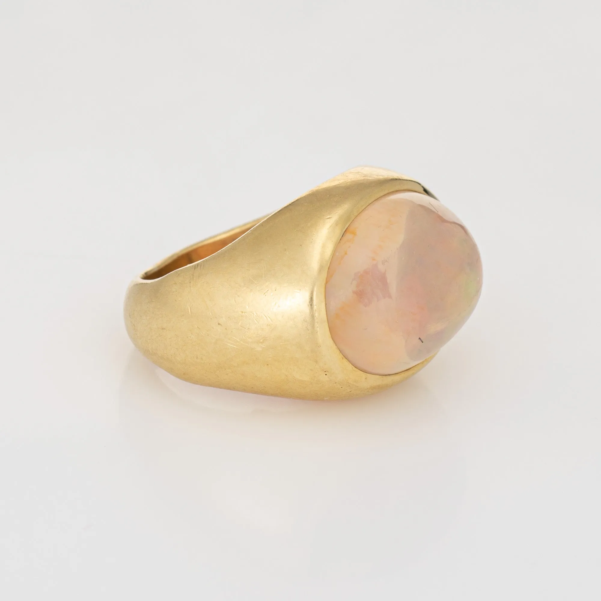 9ct Jelly Opal Ring Vintage 18k Yellow Gold East West Signet Jewelry Sz 4.75