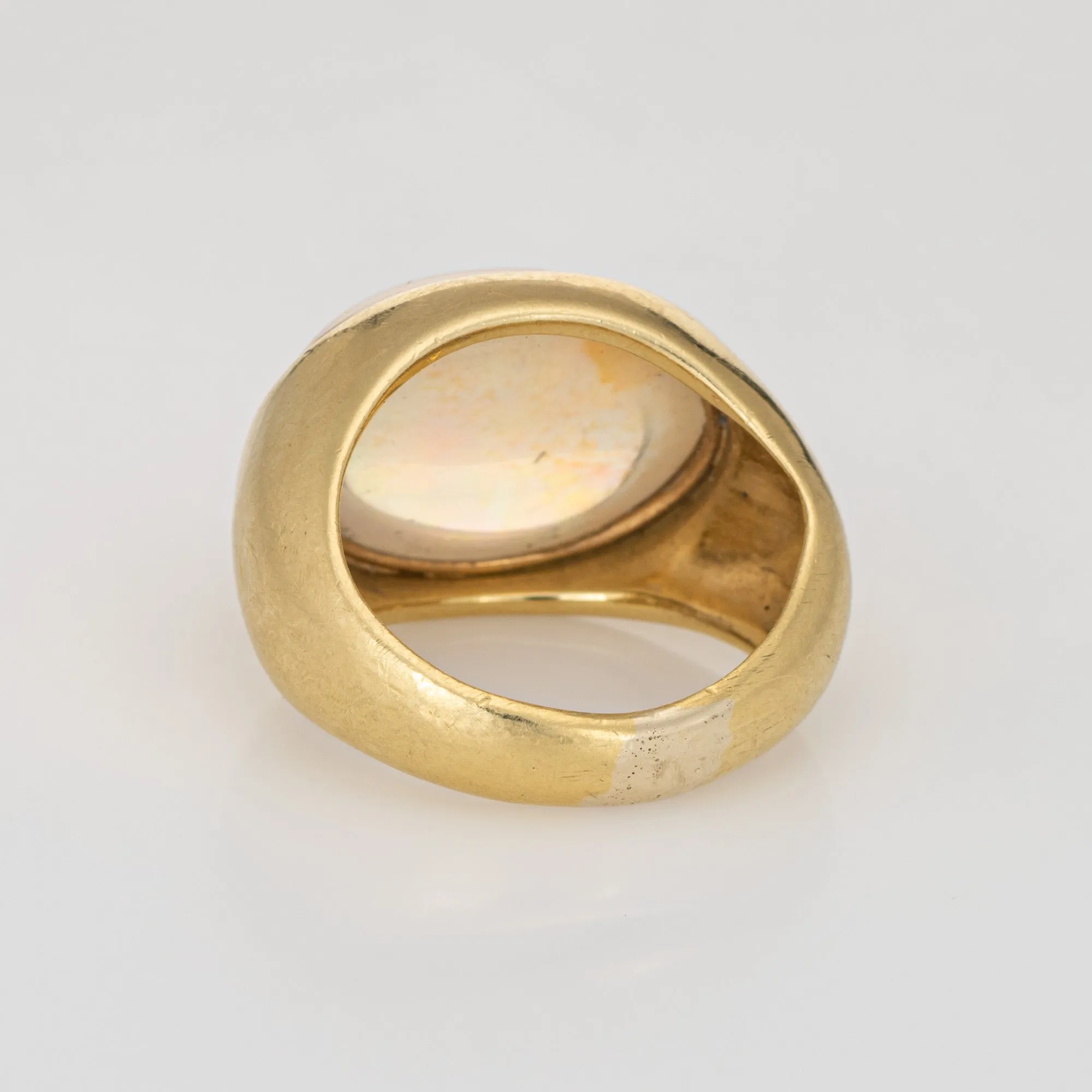 9ct Jelly Opal Ring Vintage 18k Yellow Gold East West Signet Jewelry Sz 4.75