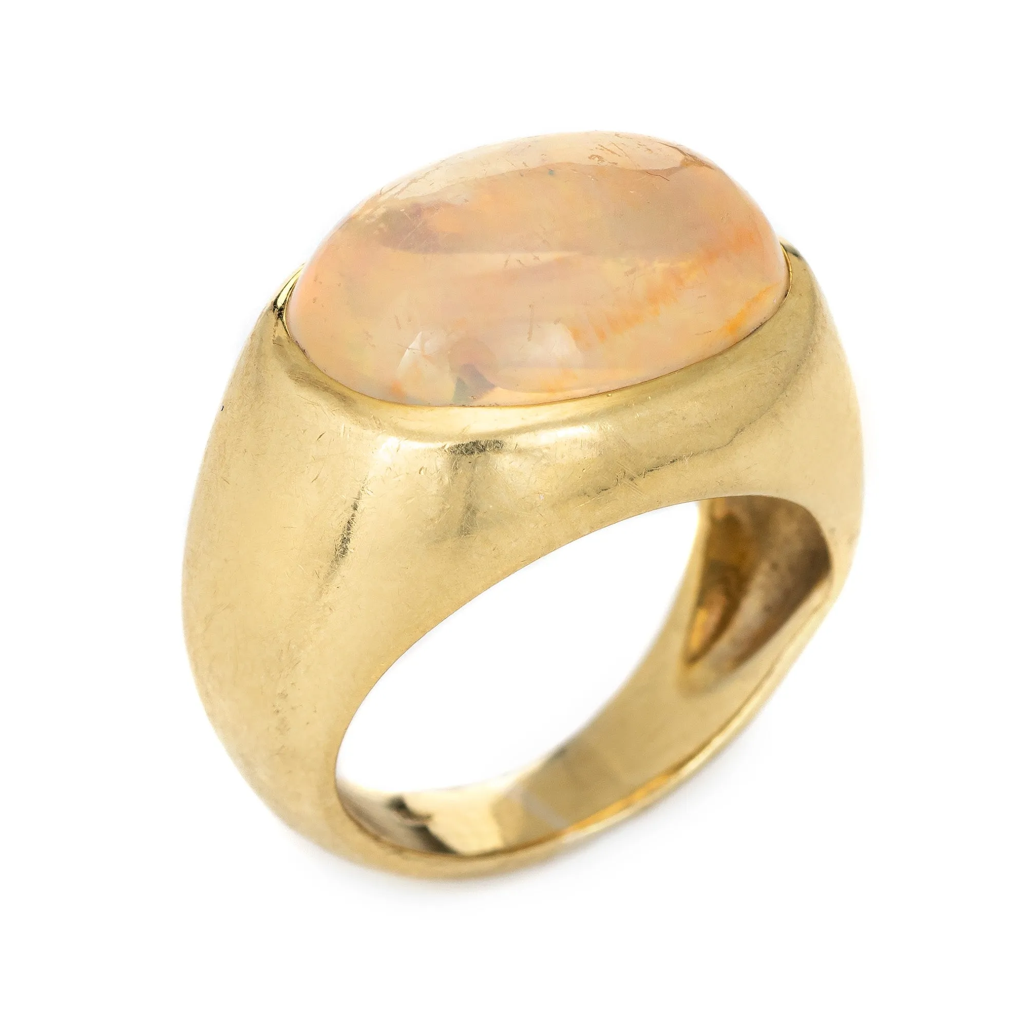 9ct Jelly Opal Ring Vintage 18k Yellow Gold East West Signet Jewelry Sz 4.75
