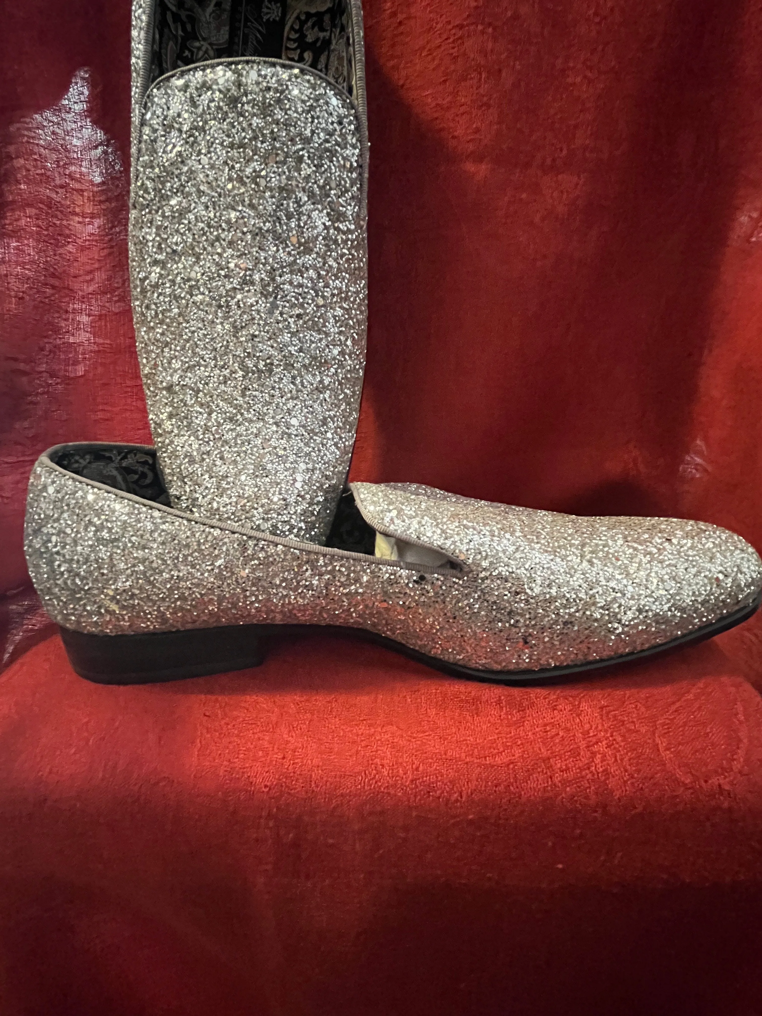 After Midnight Formal Footwear Silver Sequin Slip On-Size 13