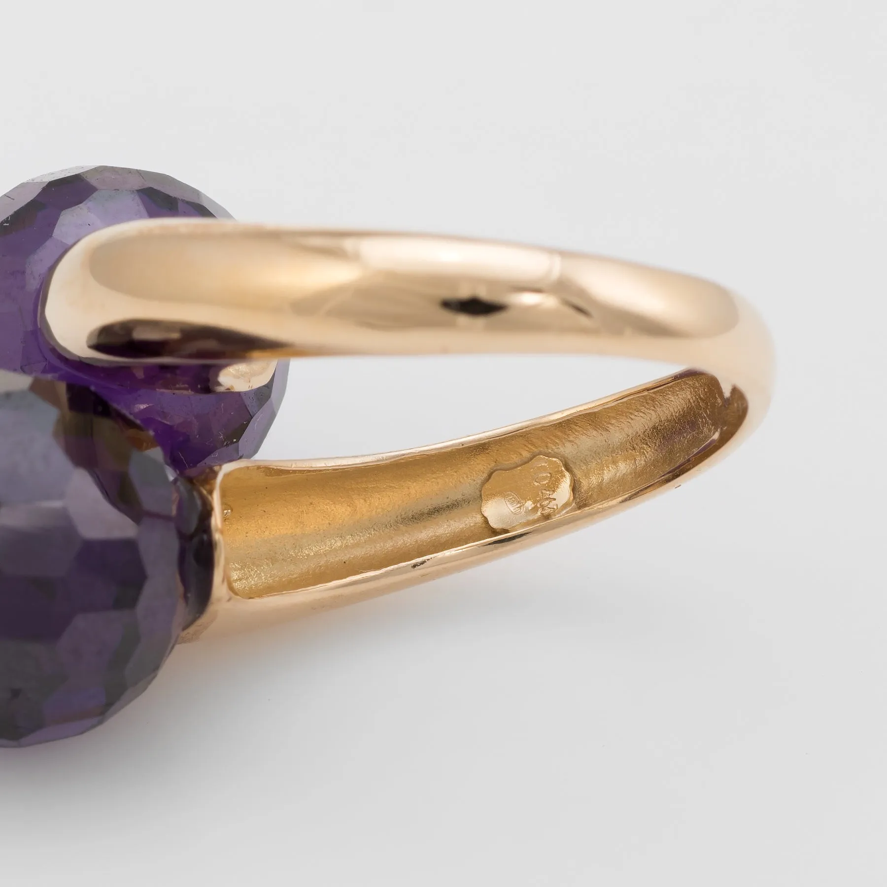 Amethyst Bypass Ring Double Orb Moi et Toi 18k Yellow Gold Vintage Jewelry 5.75