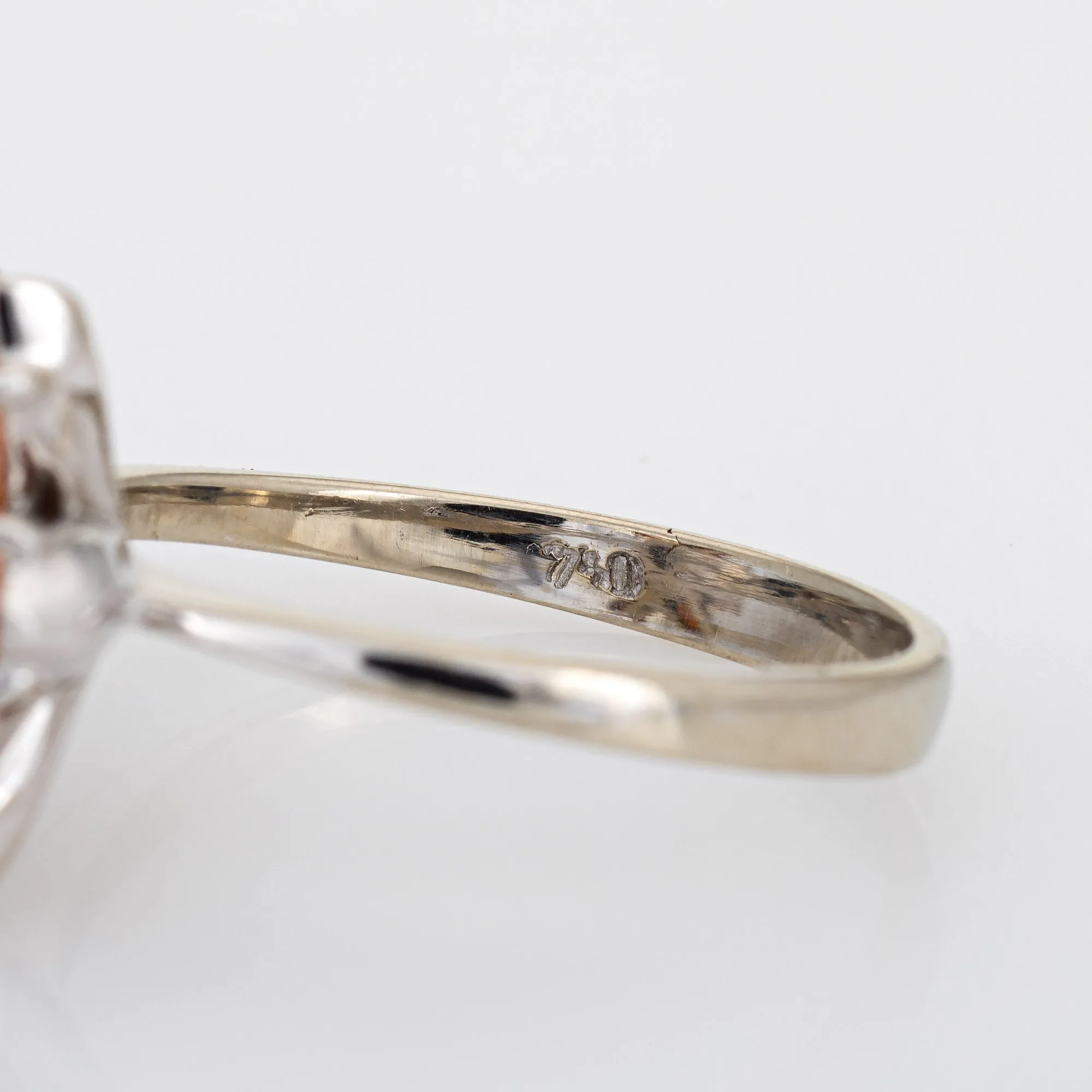 Angel Skin Coral Diamond Ring Estate 18k White Gold Flower Jewelry Sz 6.75