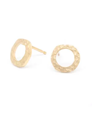 ANNE SPORTUN | Open Hammered Circle Stud Earrings | Gold