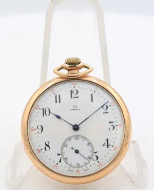 Antique 44mm Omega Engraved 15 Jewel Mechanical Pocket Watch 20 Year GF Swiss