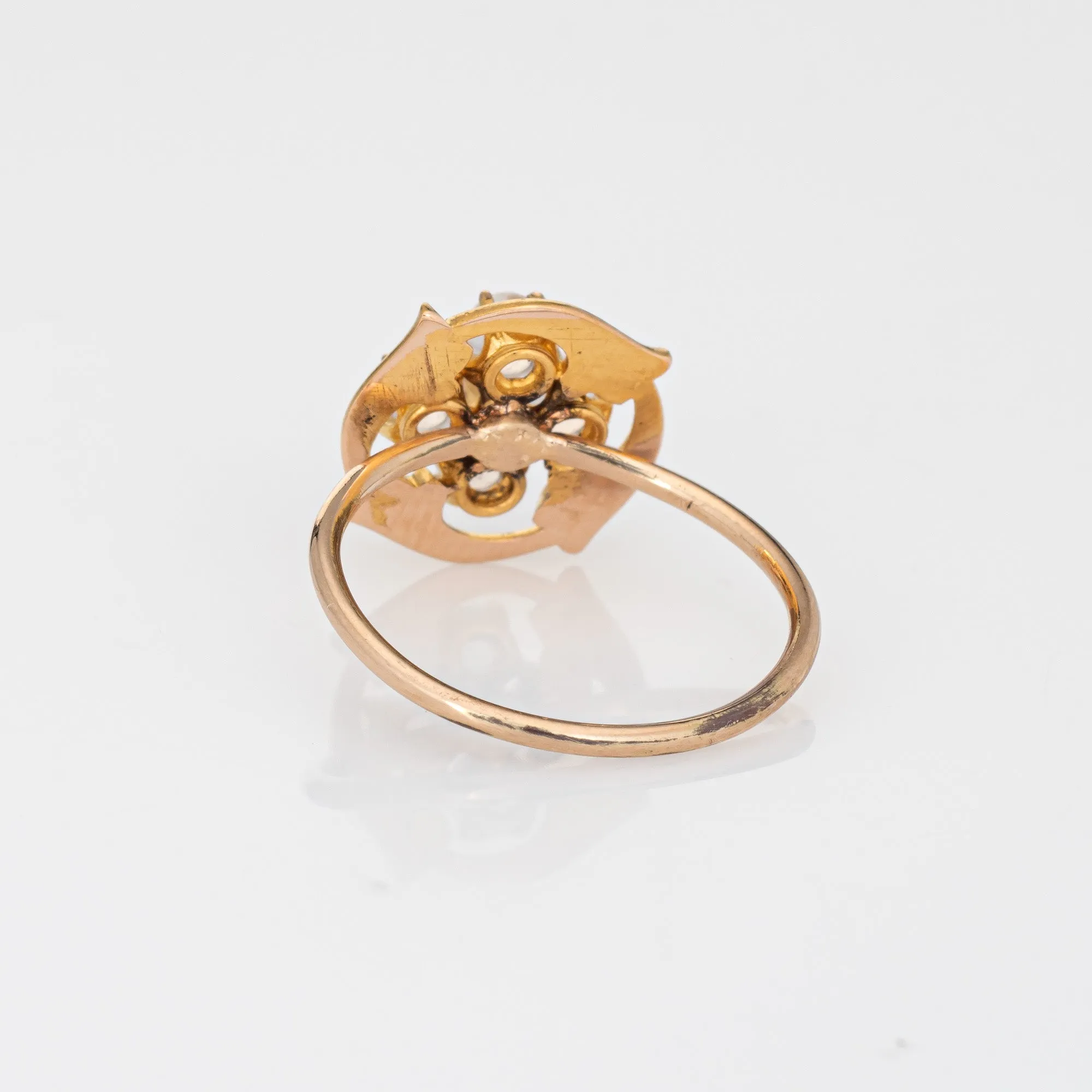 Antique Art Nouveau Moonstone Conversion Ring 14k Yellow Gold Old Mine Diamond