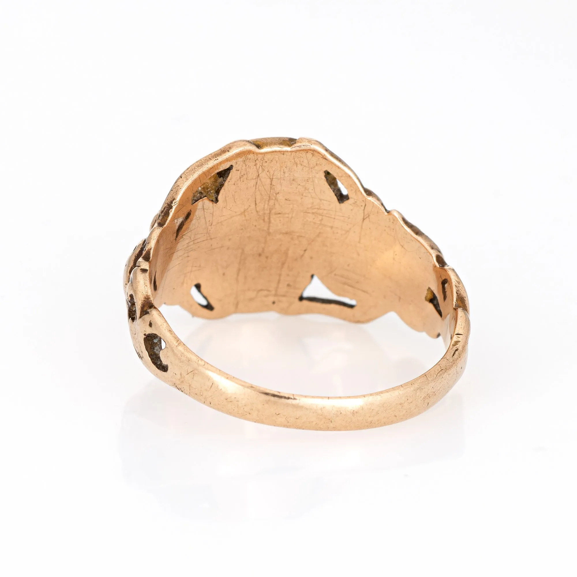 Antique Art Nouveau Signet Ring Letter D 14k Yellow Gold Nymph Figure Goddess