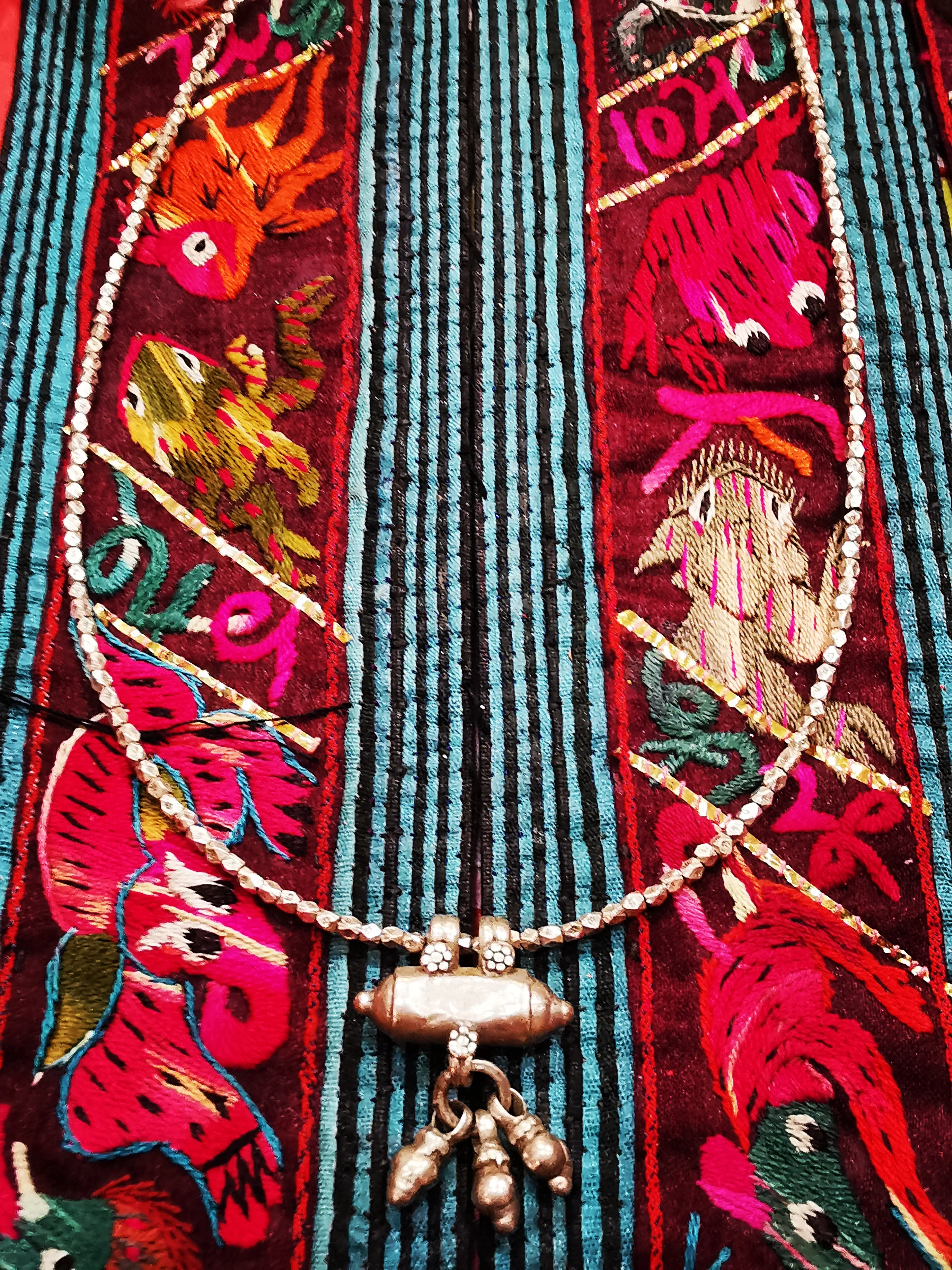 Antique beads with hill tribe silver bead necklaces