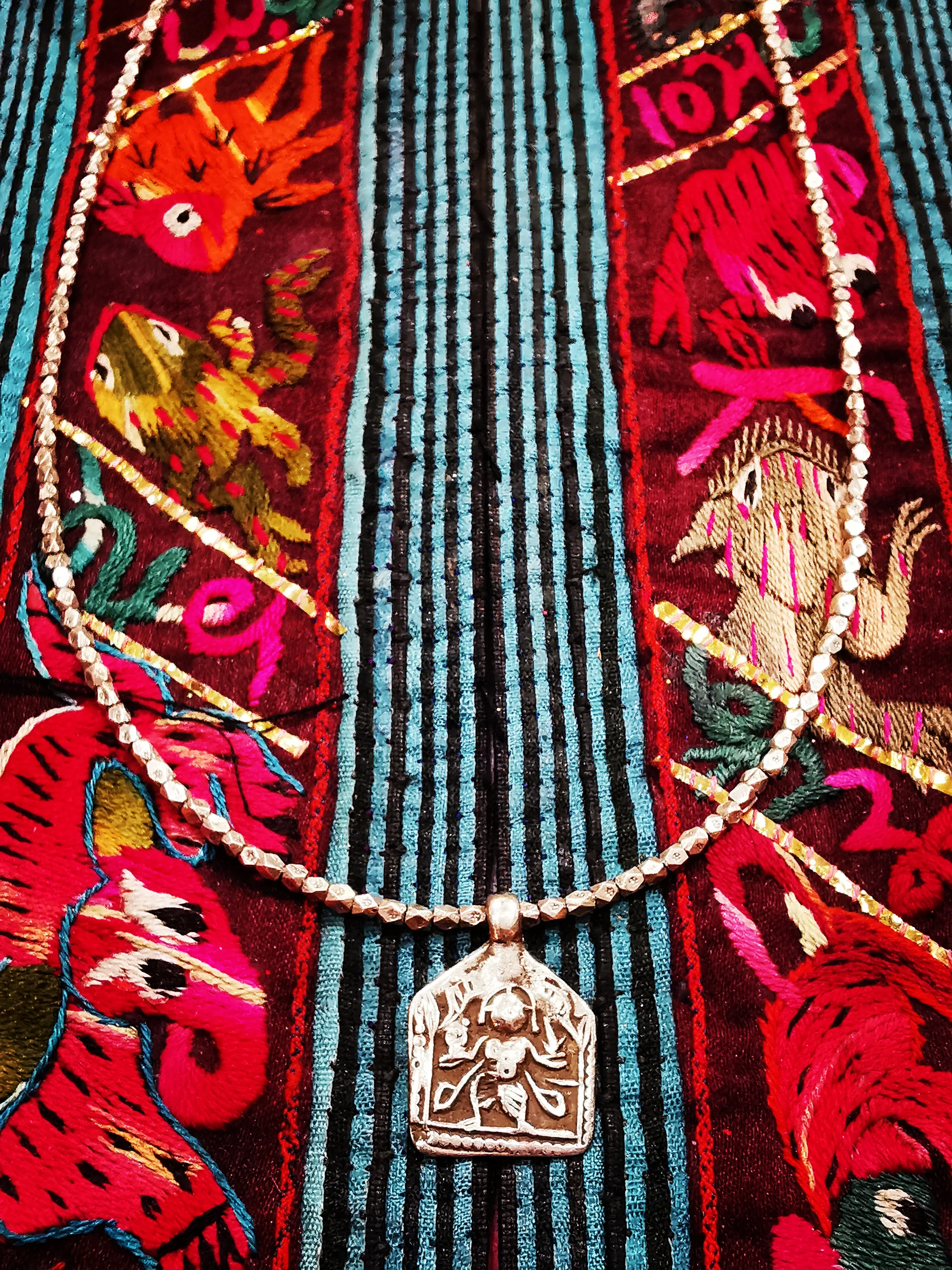 Antique beads with hill tribe silver bead necklaces