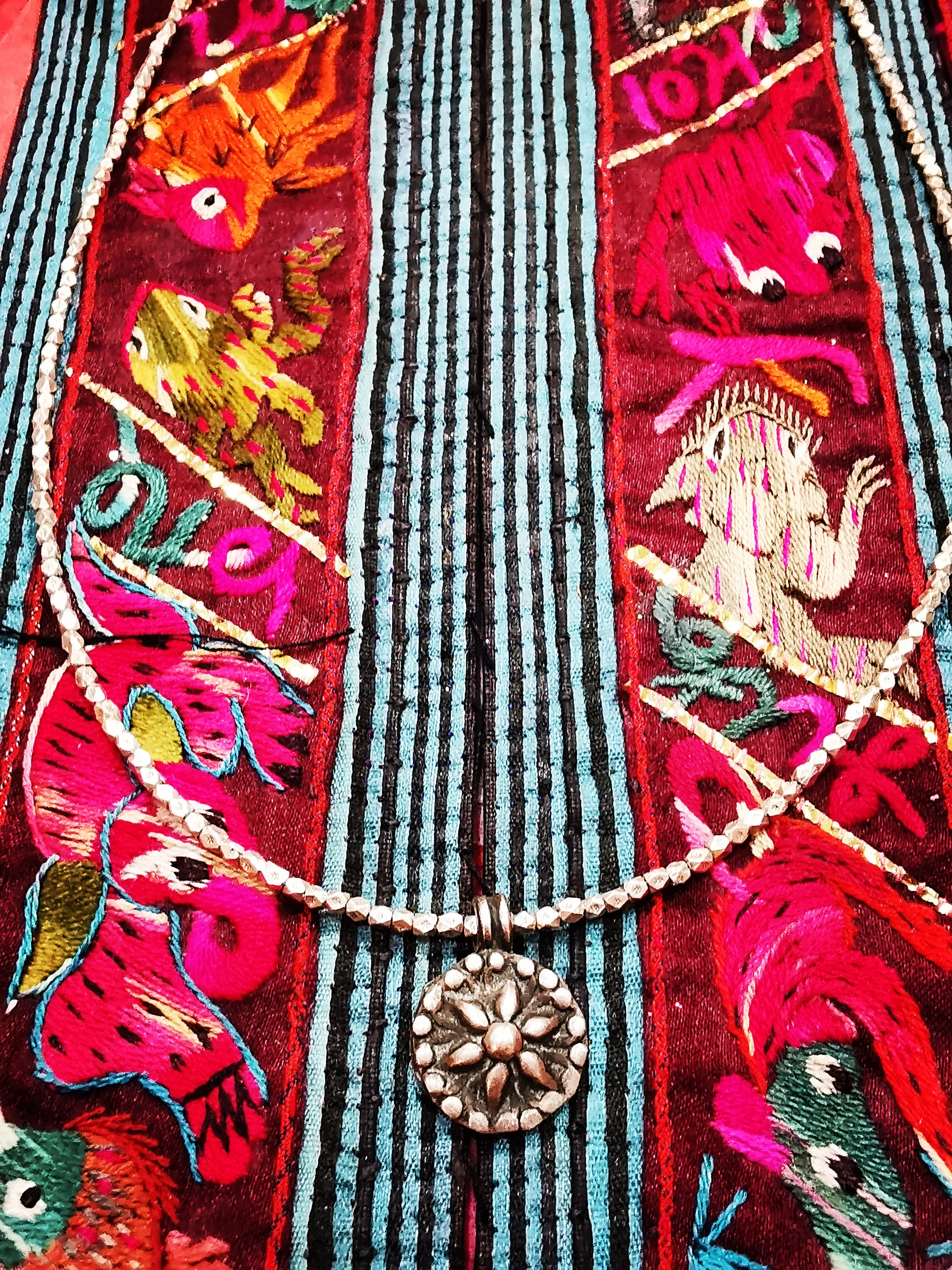 Antique beads with hill tribe silver bead necklaces