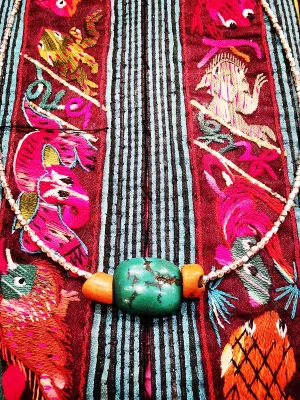 Antique beads with hill tribe silver bead necklaces