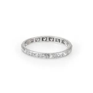 Antique Deco Diamond Platinum Eternity Ring Sz 6.5 Wedding Band Vintage Fine