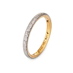Antique Edwardian Wedding Ring Flower Pattern Sz 6 Band Platinum 14k Gold 1914