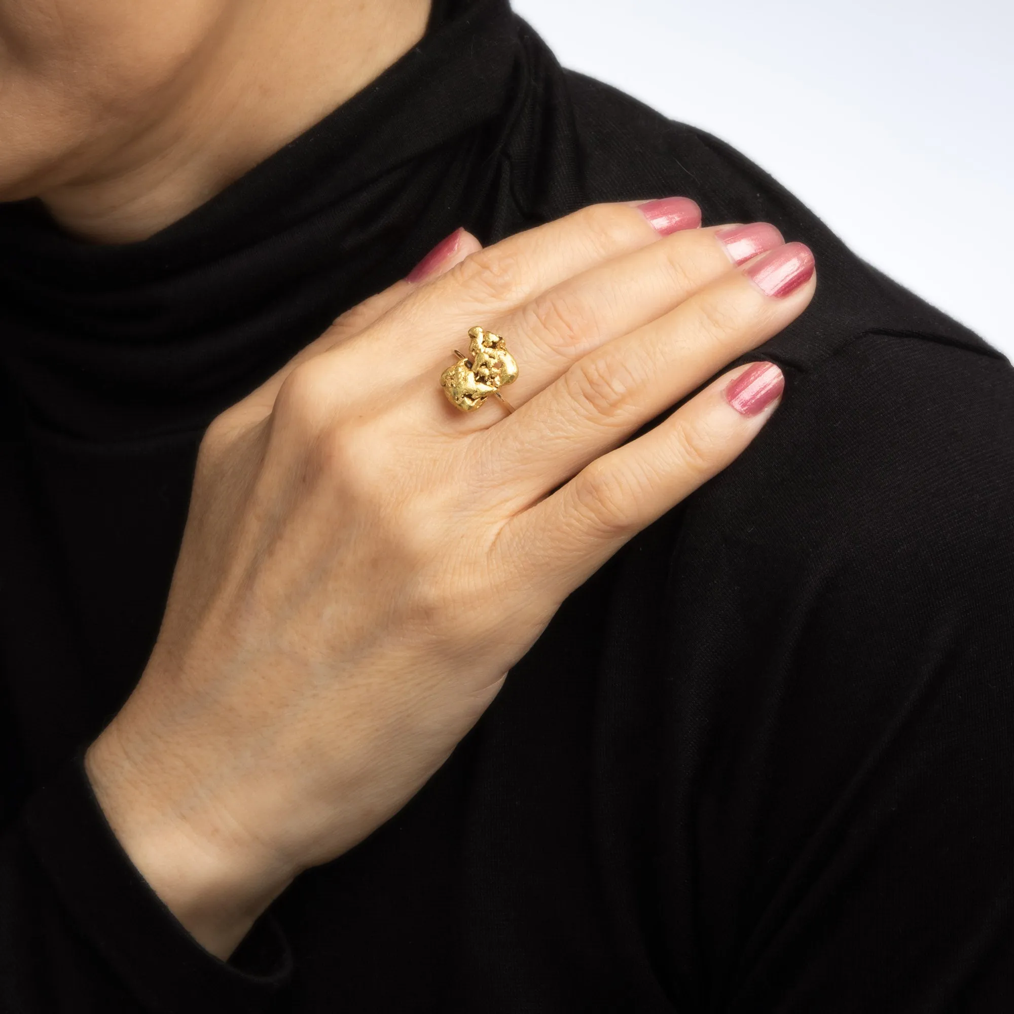 Antique Victorian Gold Nugget Conversion Ring 14k Vintage Mined Jewelry Estate