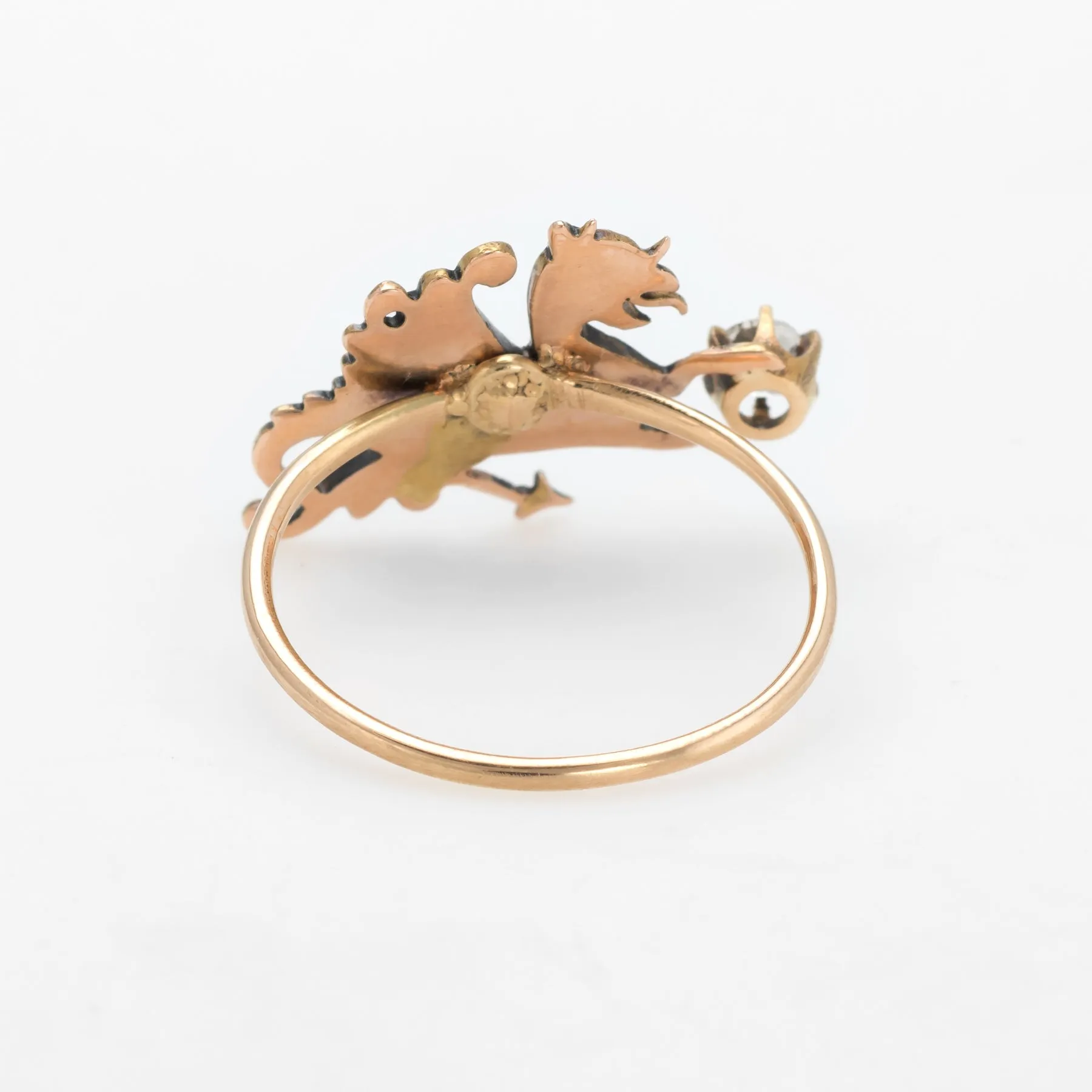 Antique Victorian Griffin Conversion Ring 14k Yellow Gold Dragon Jewelry 6.25