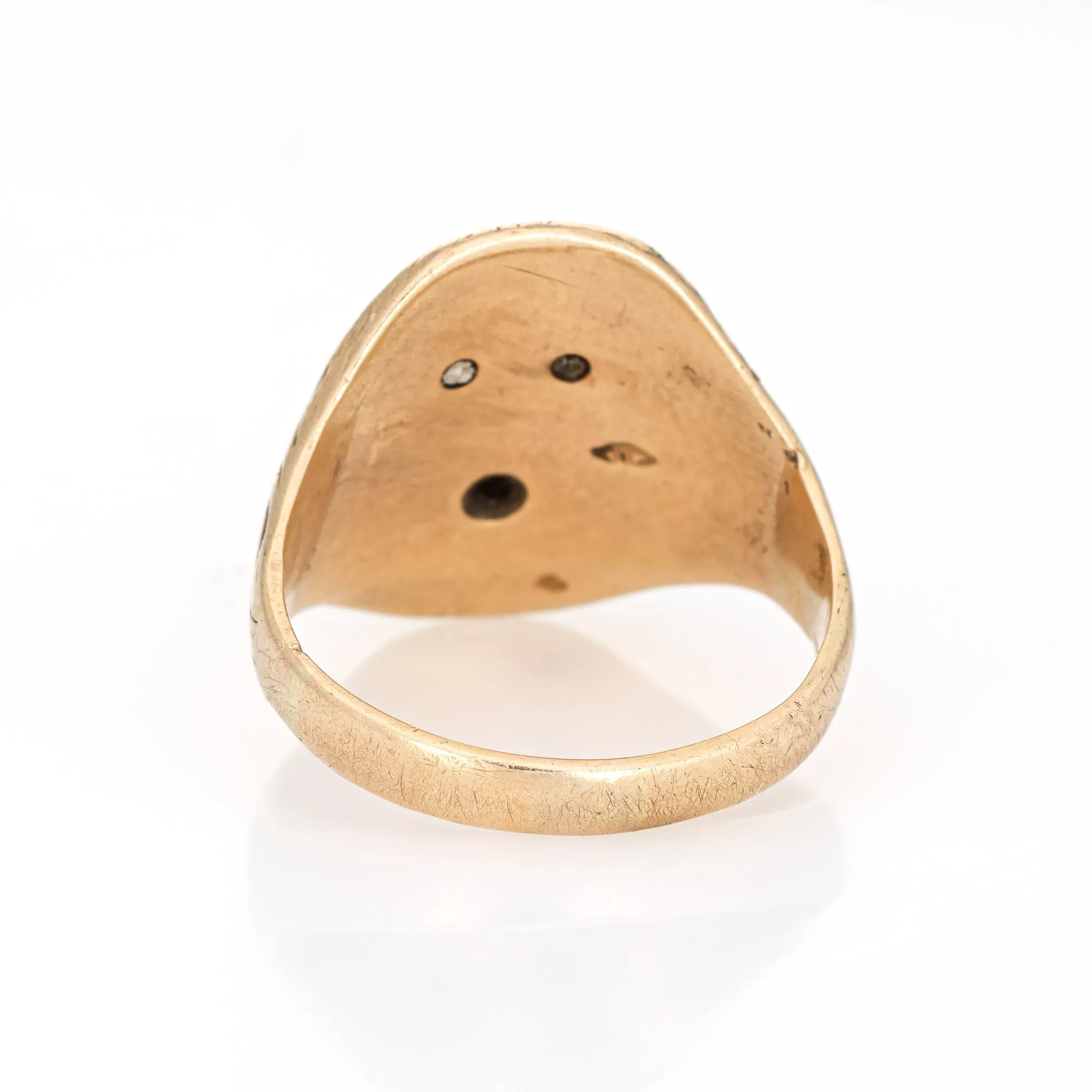 Antique Victorian Lion Ring Old Mine Diamond Garnet Eyes 14k Yellow Gold 7 Old
