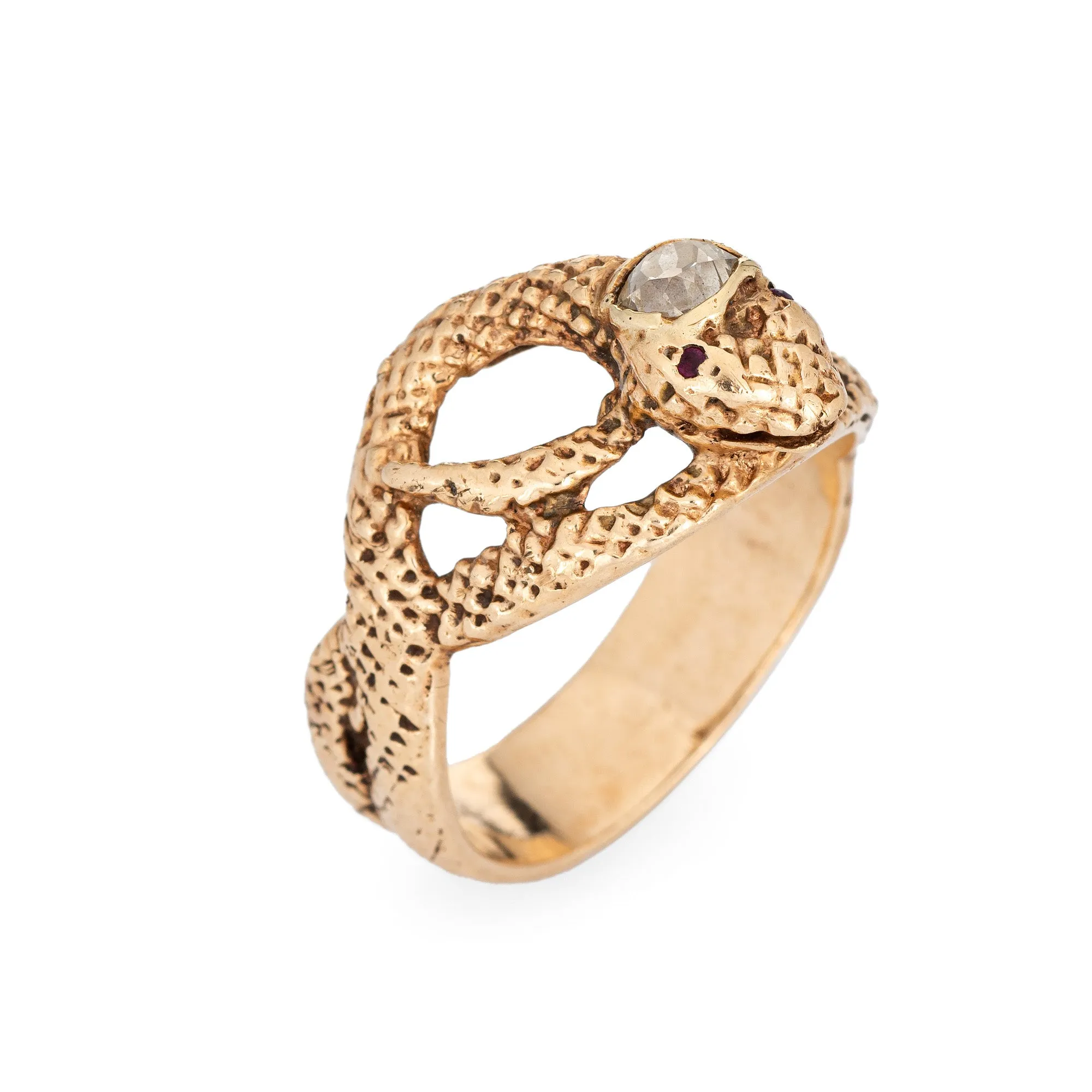 Antique Victorian Snake Ring 14k Yellow Gold Sz 9.5 Serpent Band Fine Jewelry