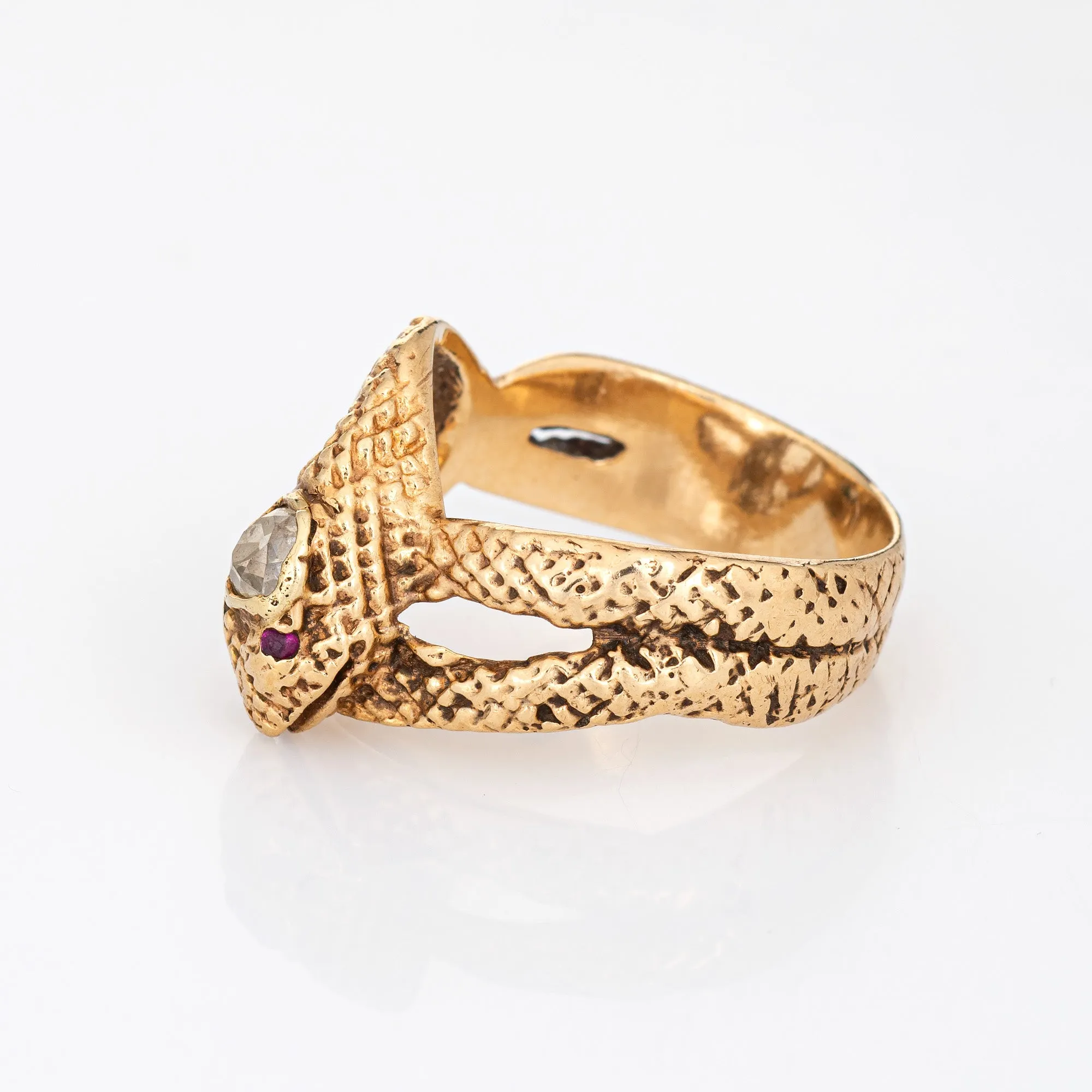 Antique Victorian Snake Ring 14k Yellow Gold Sz 9.5 Serpent Band Fine Jewelry
