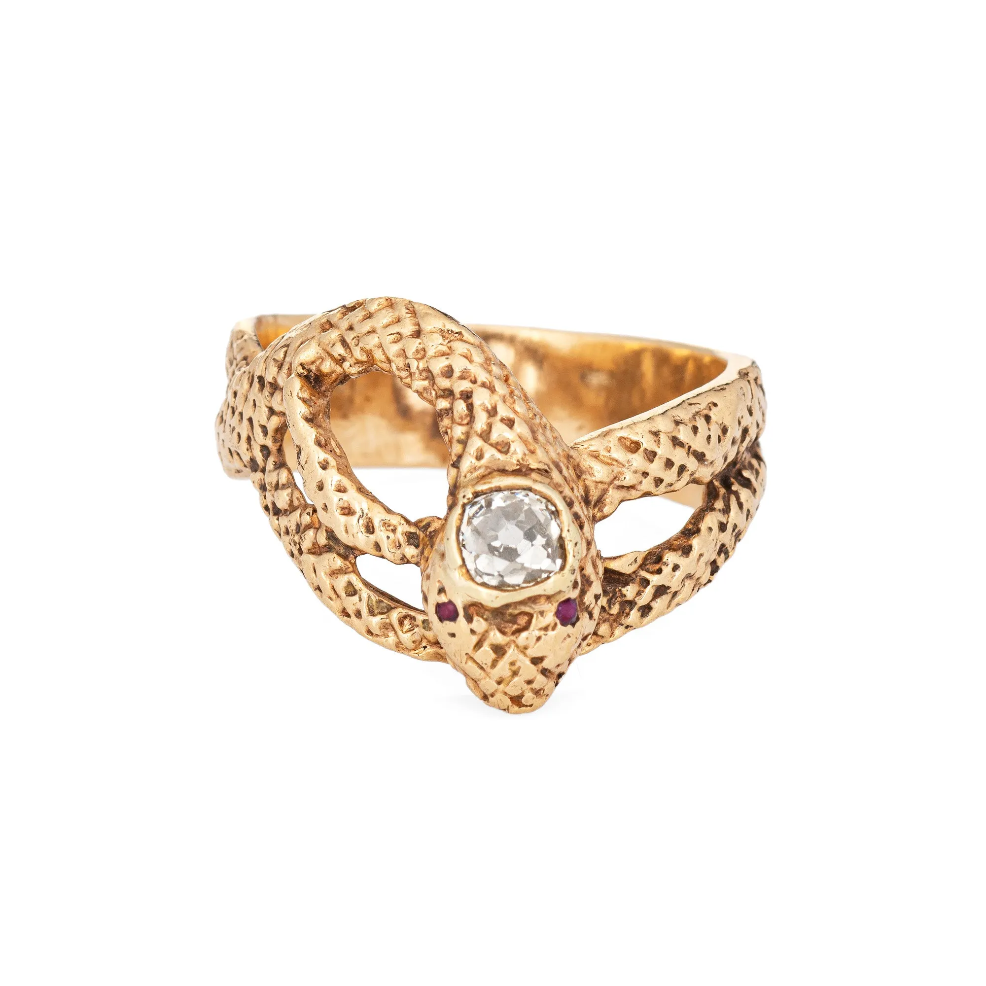 Antique Victorian Snake Ring 14k Yellow Gold Sz 9.5 Serpent Band Fine Jewelry