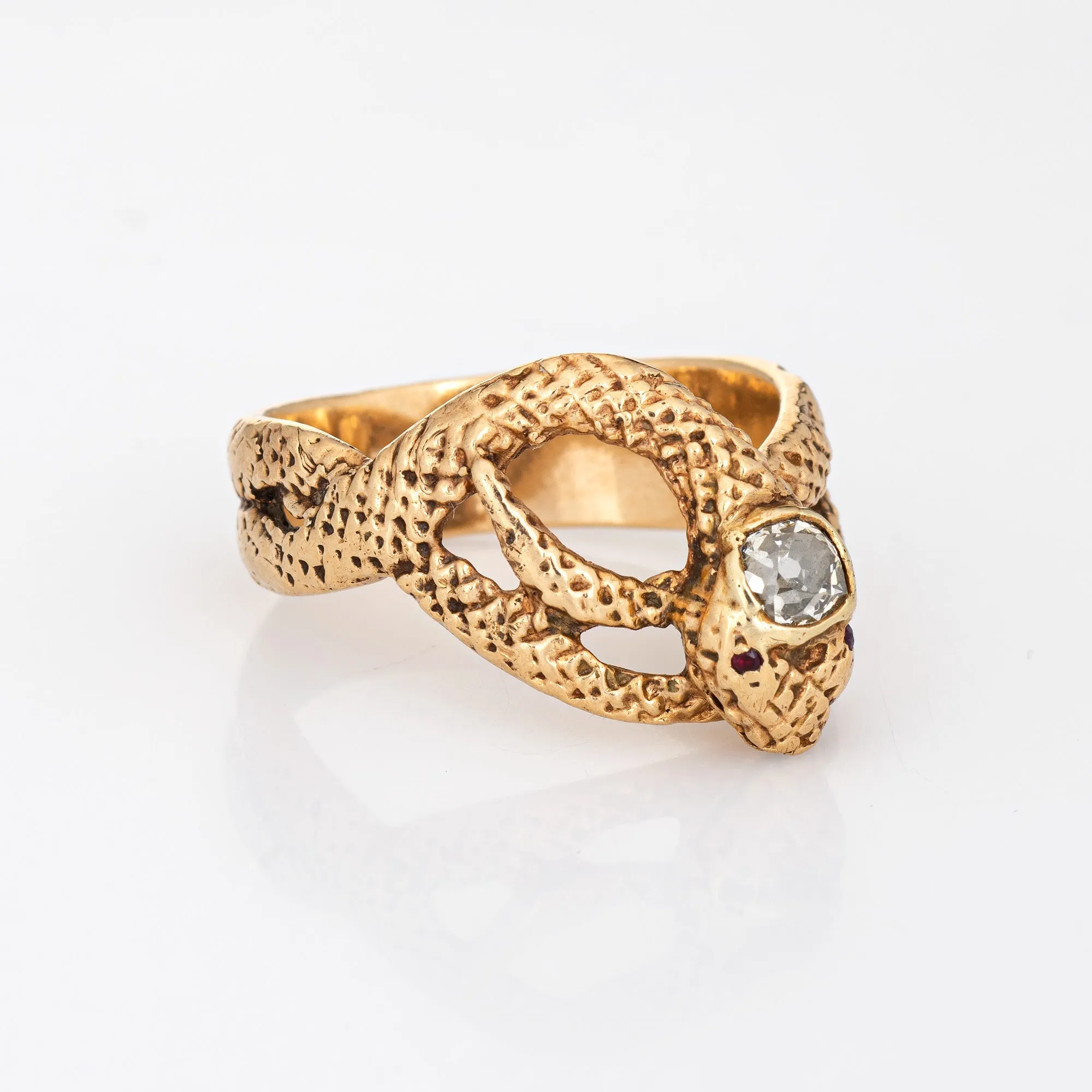 Antique Victorian Snake Ring 14k Yellow Gold Sz 9.5 Serpent Band Fine Jewelry