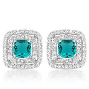 Aqua Halo Stud Earrings