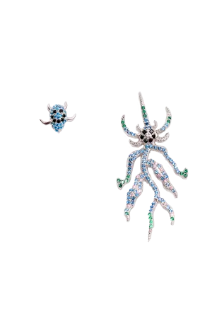 AQUAMARINE SPIKE MONSTER MIX EARRING