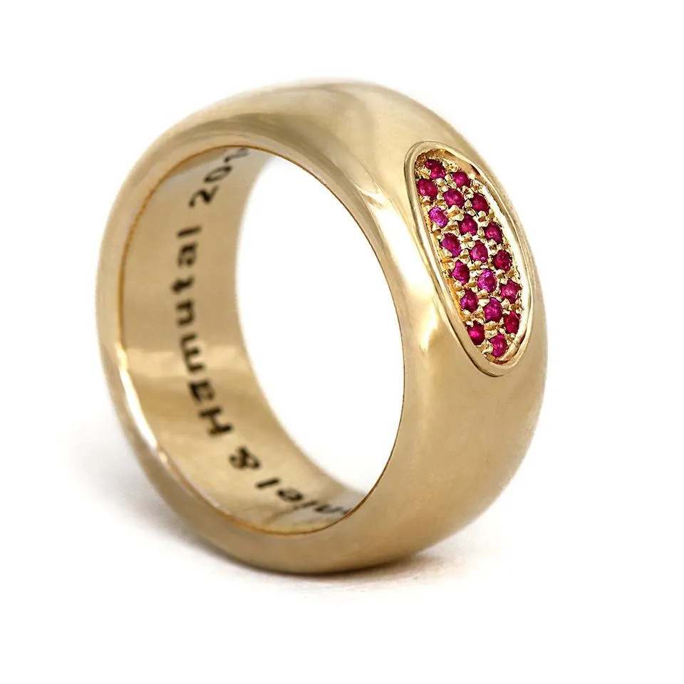Armor- promise rings for him and her, Ruby
