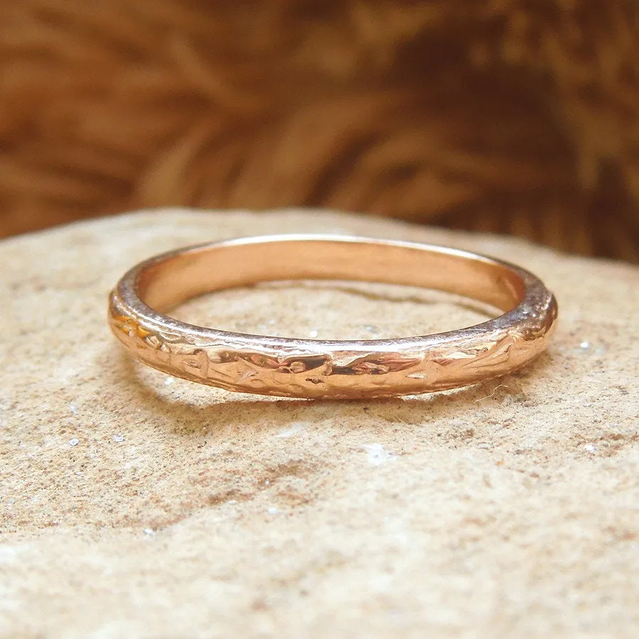 Art Deco Style Engraved Wedding Band in White, Yellow or Rose Gold