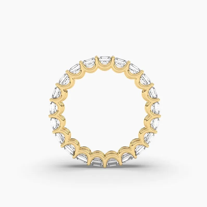 Asscher cut Moissanite Diamond Women's Wedding Stacking Band