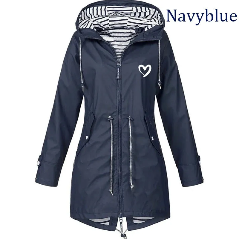 Autumn & Winter Women Outdoor Waterproof Rain Jacket Running Coat Jackets Climbing Hooded Sleeve Hooded Windbreaker Jacket