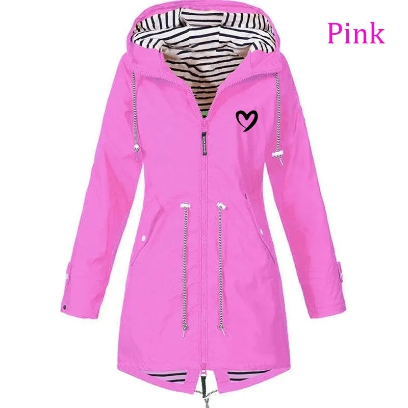 Autumn & Winter Women Outdoor Waterproof Rain Jacket Running Coat Jackets Climbing Hooded Sleeve Hooded Windbreaker Jacket