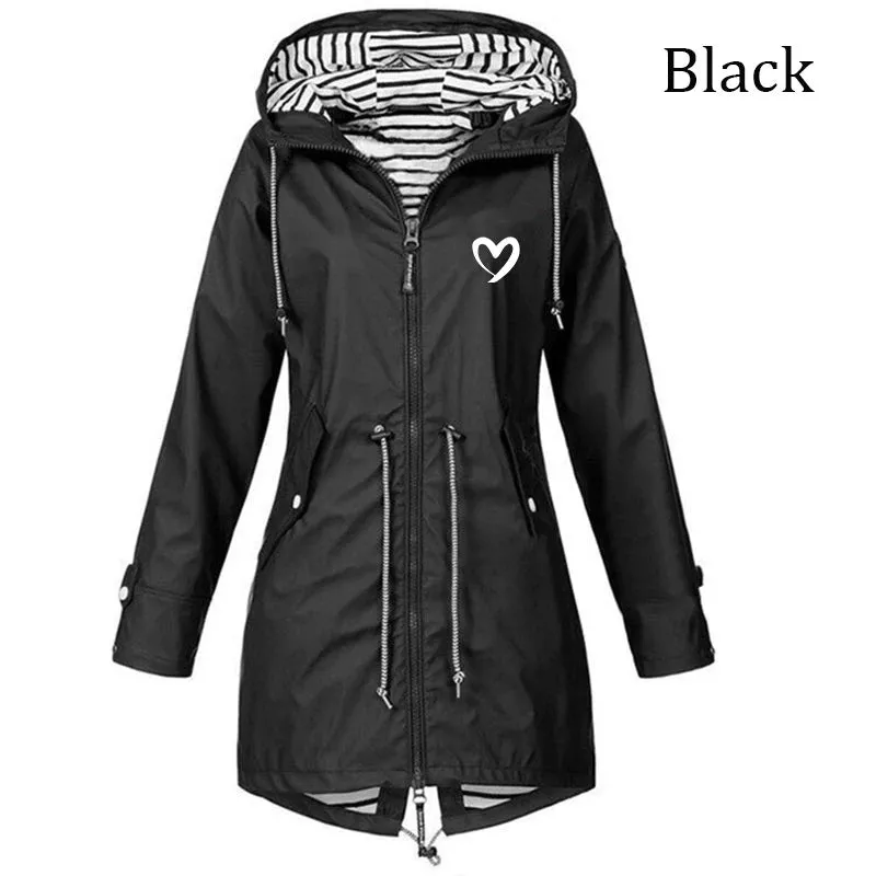 Autumn & Winter Women Outdoor Waterproof Rain Jacket Running Coat Jackets Climbing Hooded Sleeve Hooded Windbreaker Jacket