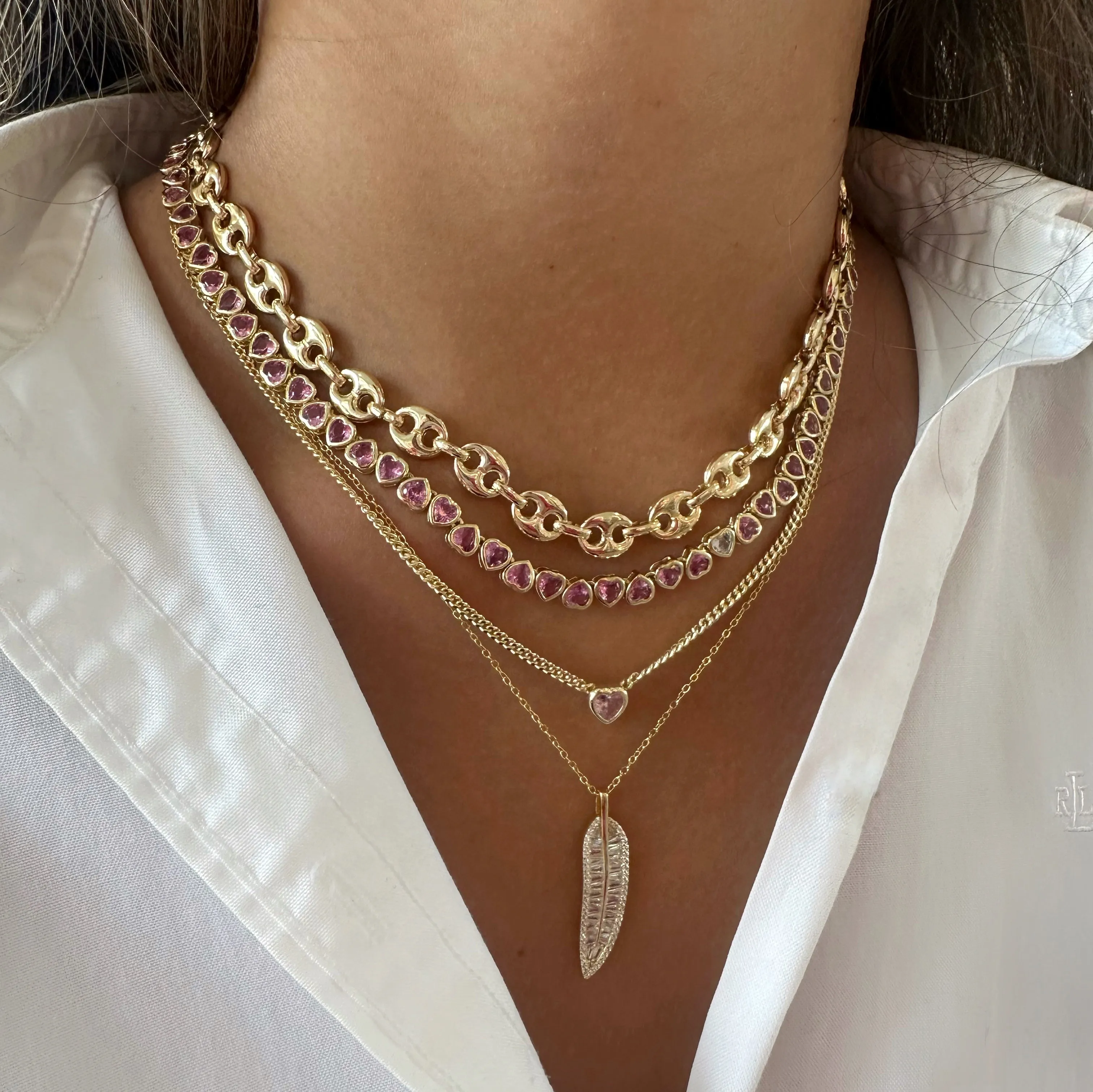 Baguette Feather Charm Necklace