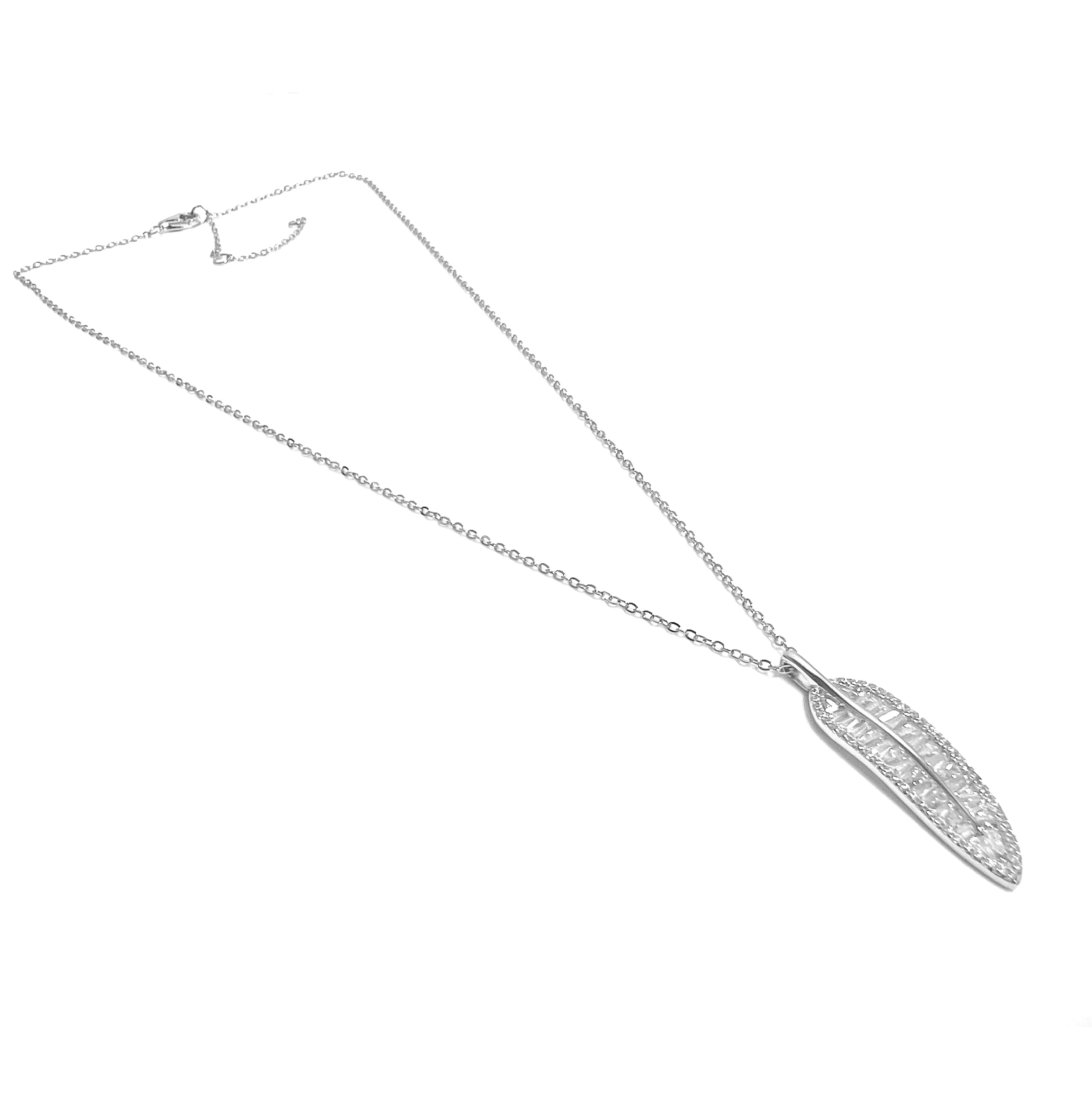 Baguette Feather Charm Necklace