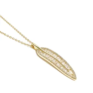 Baguette Feather Charm Necklace