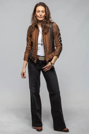 Bailey Ruffle Front Jacket In Vintage Cognac
