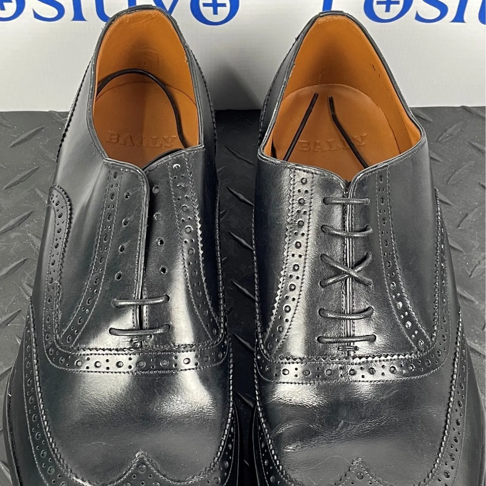 Bally Bruck Black Leather Oxfords w/ Defect