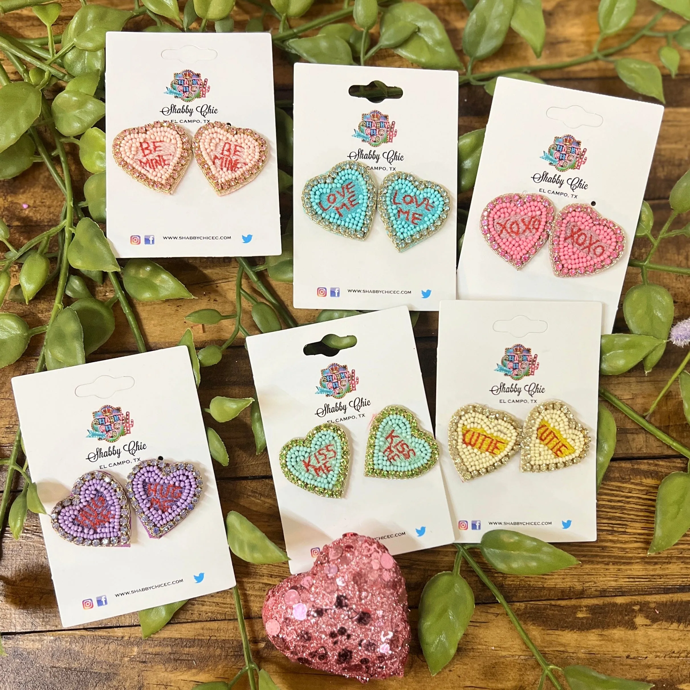 Beaded Conversation Heart Earrings