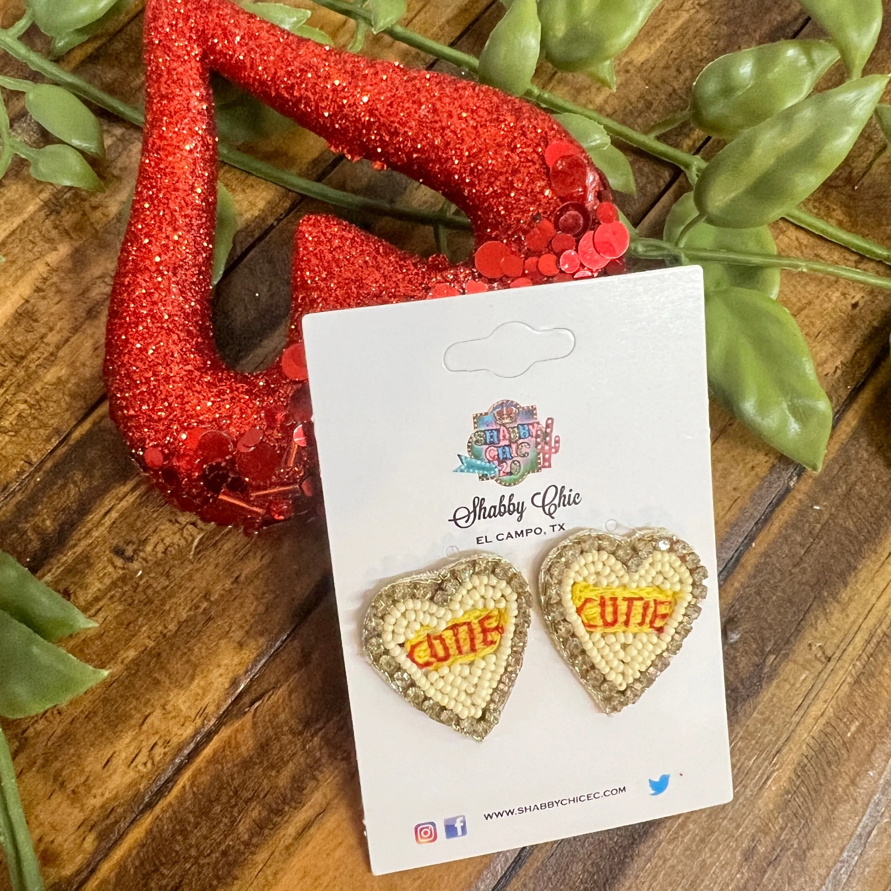Beaded Conversation Heart Earrings