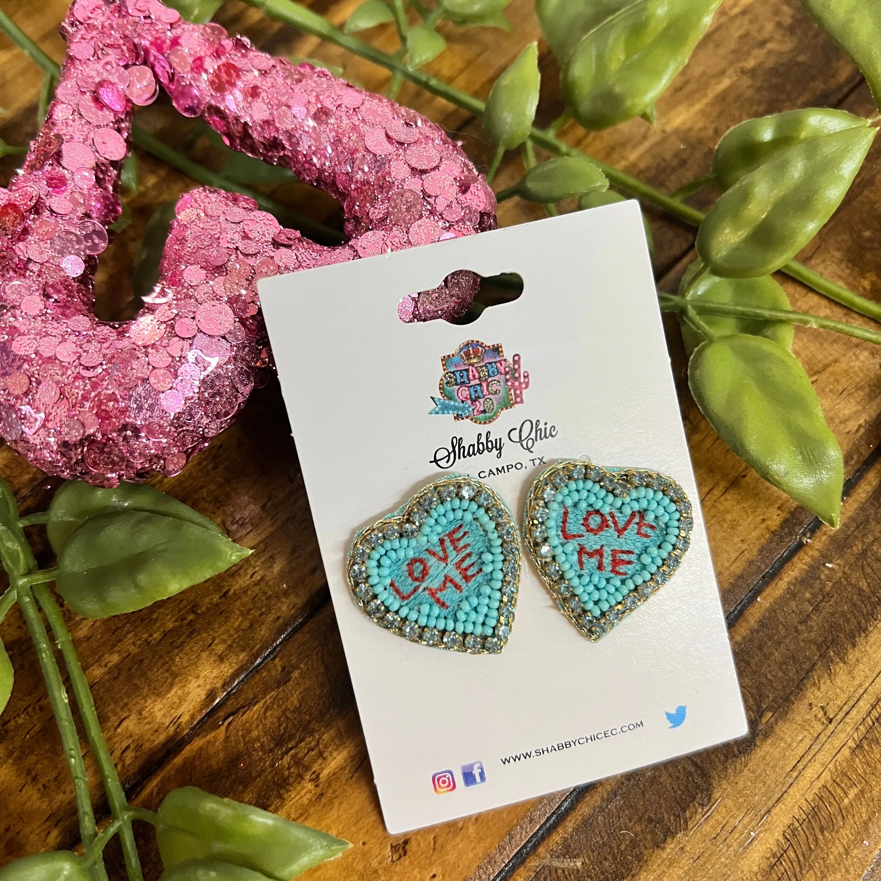 Beaded Conversation Heart Earrings
