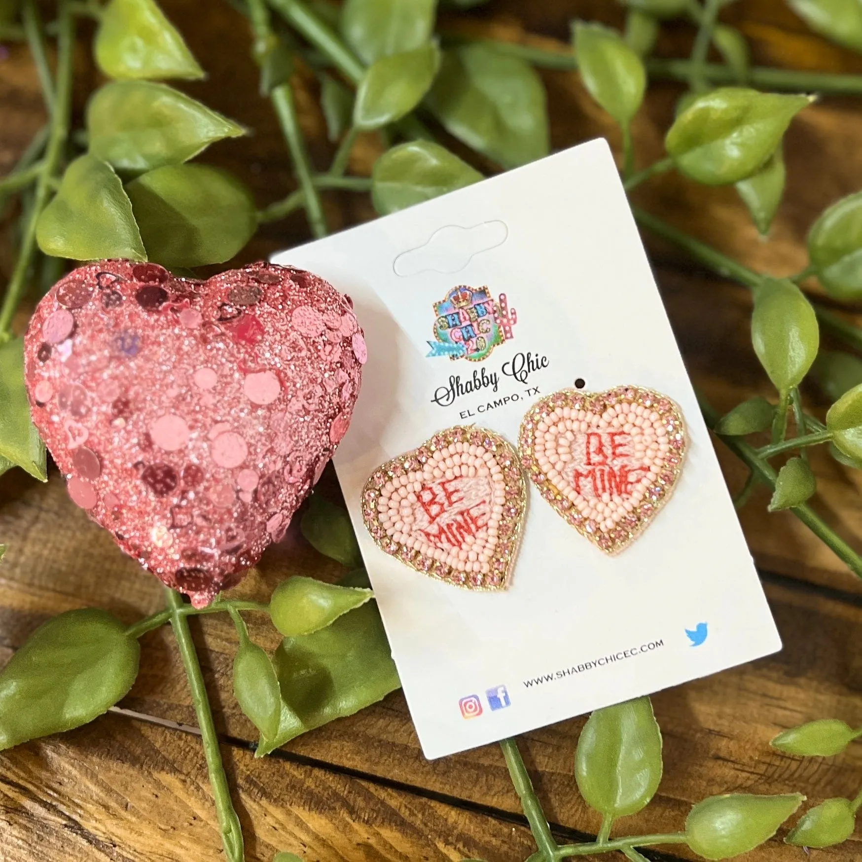 Beaded Conversation Heart Earrings