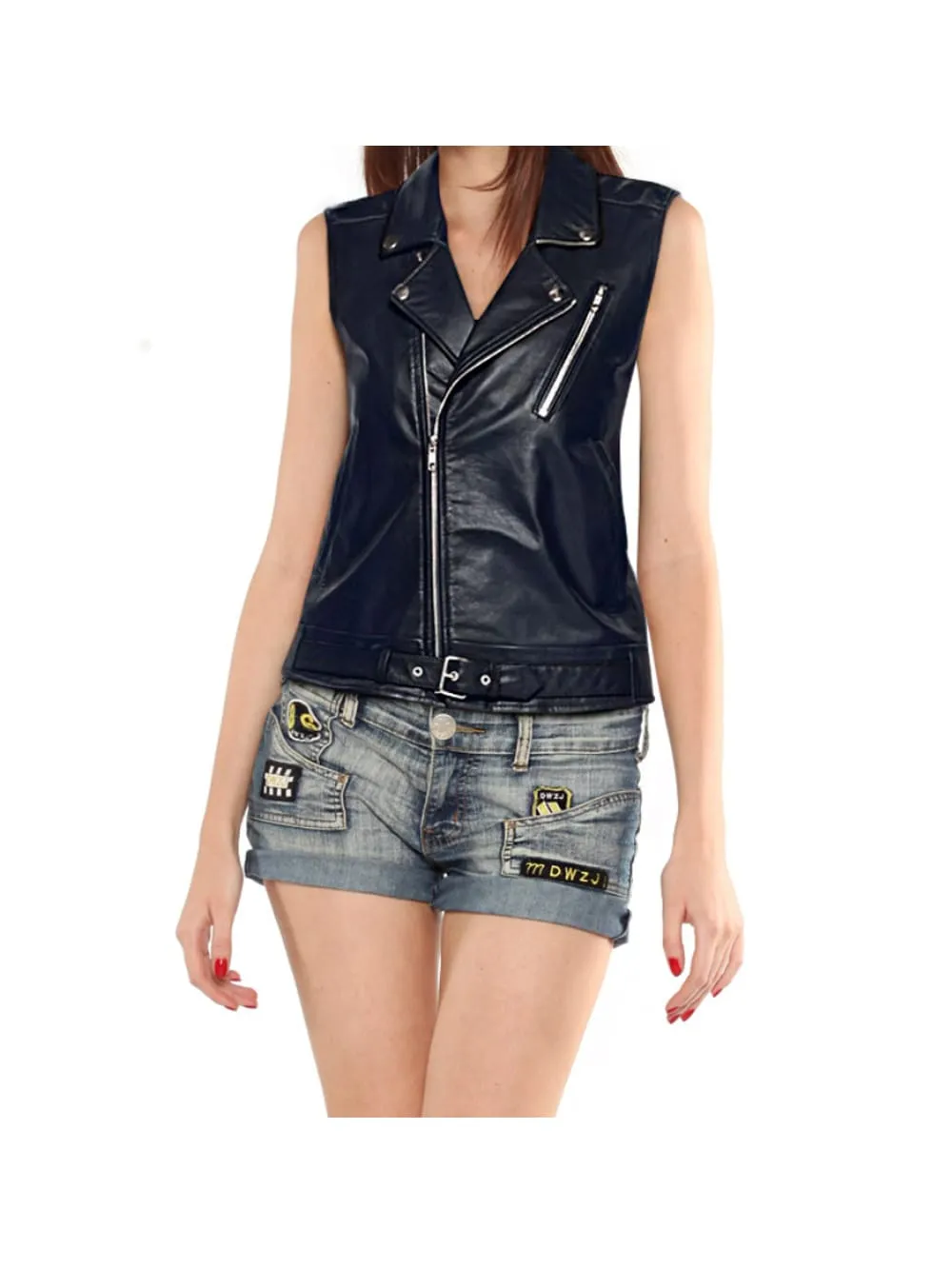 Belted Edge Off-Center Leather Vest