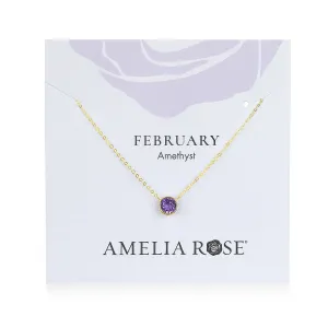 Birthstone Solitaire Necklace-February Amethyst